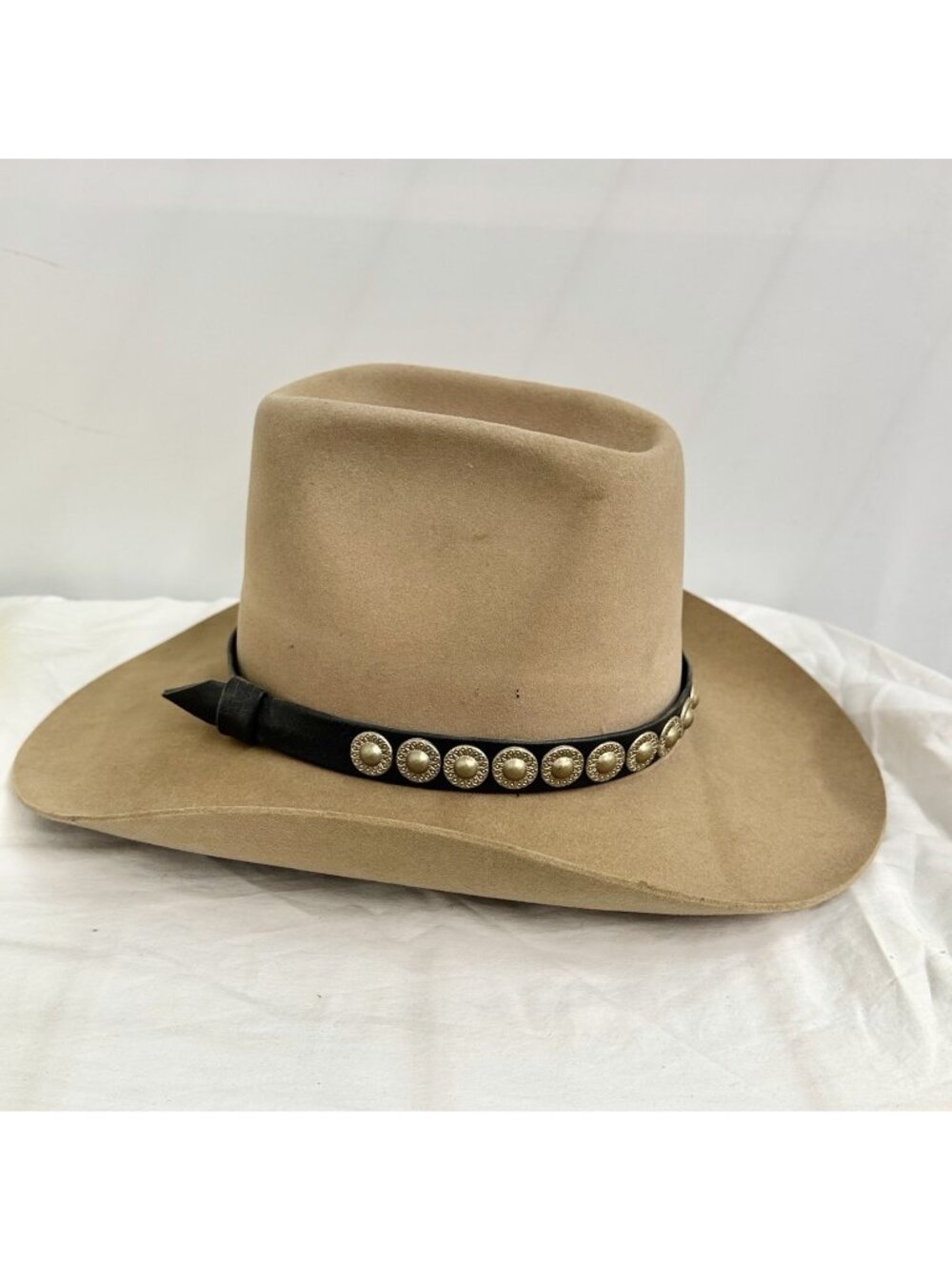 Hush Puppies Men’s Tan Wool Felt Western Cowboy Hat Studded Band Size XL 7 7/8
